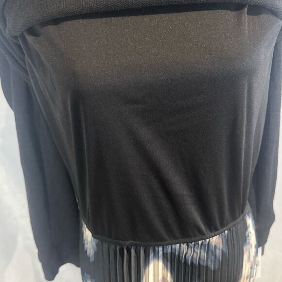 Studio I sweater top satin pleated skirt mixed media midi dress size XL NWT - Picture 6 of 8